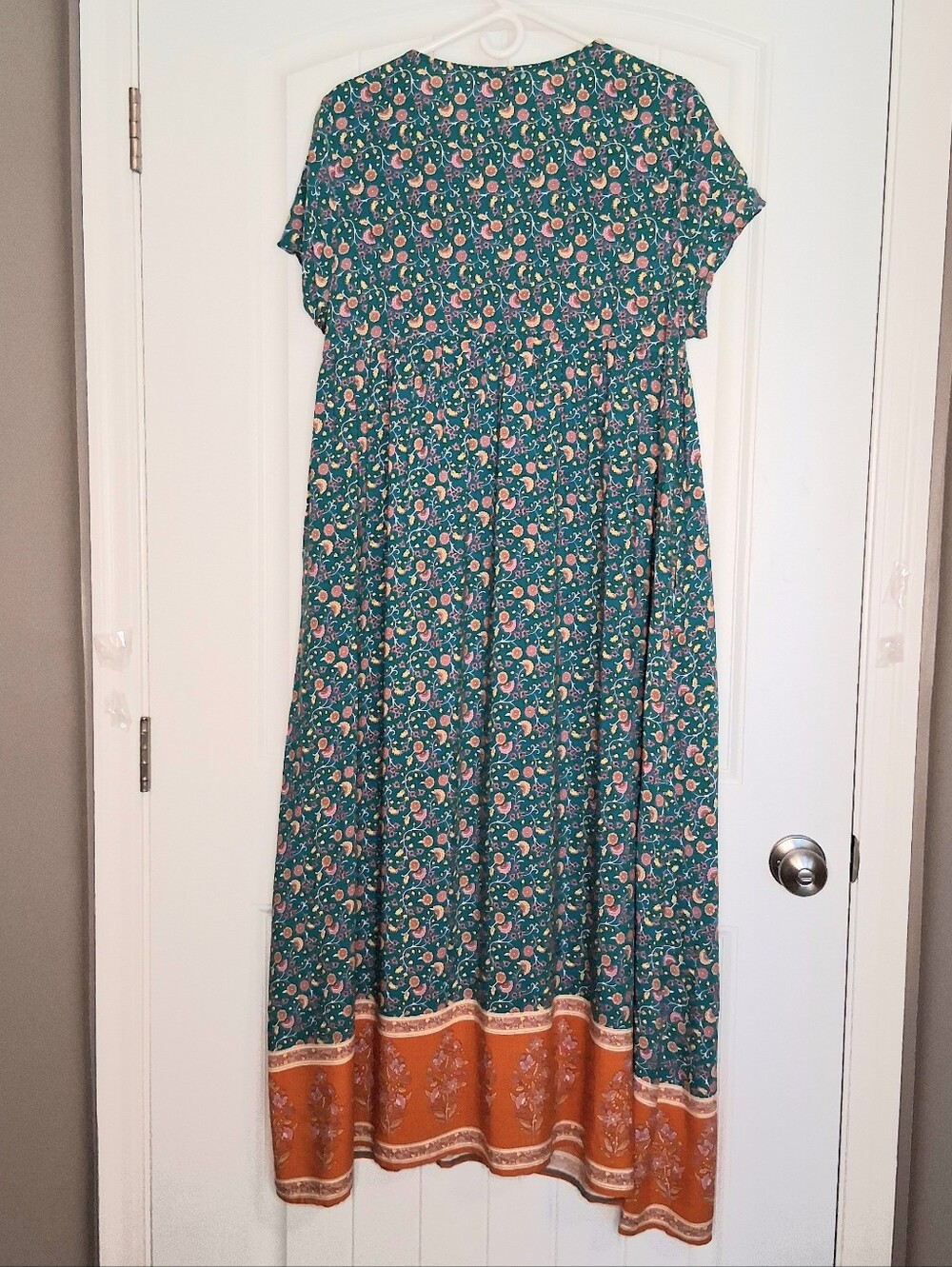 Natural Life Avery Turquoise Orange Floral Print Button Down Midi Dress Sz Med - Picture 3 of 7